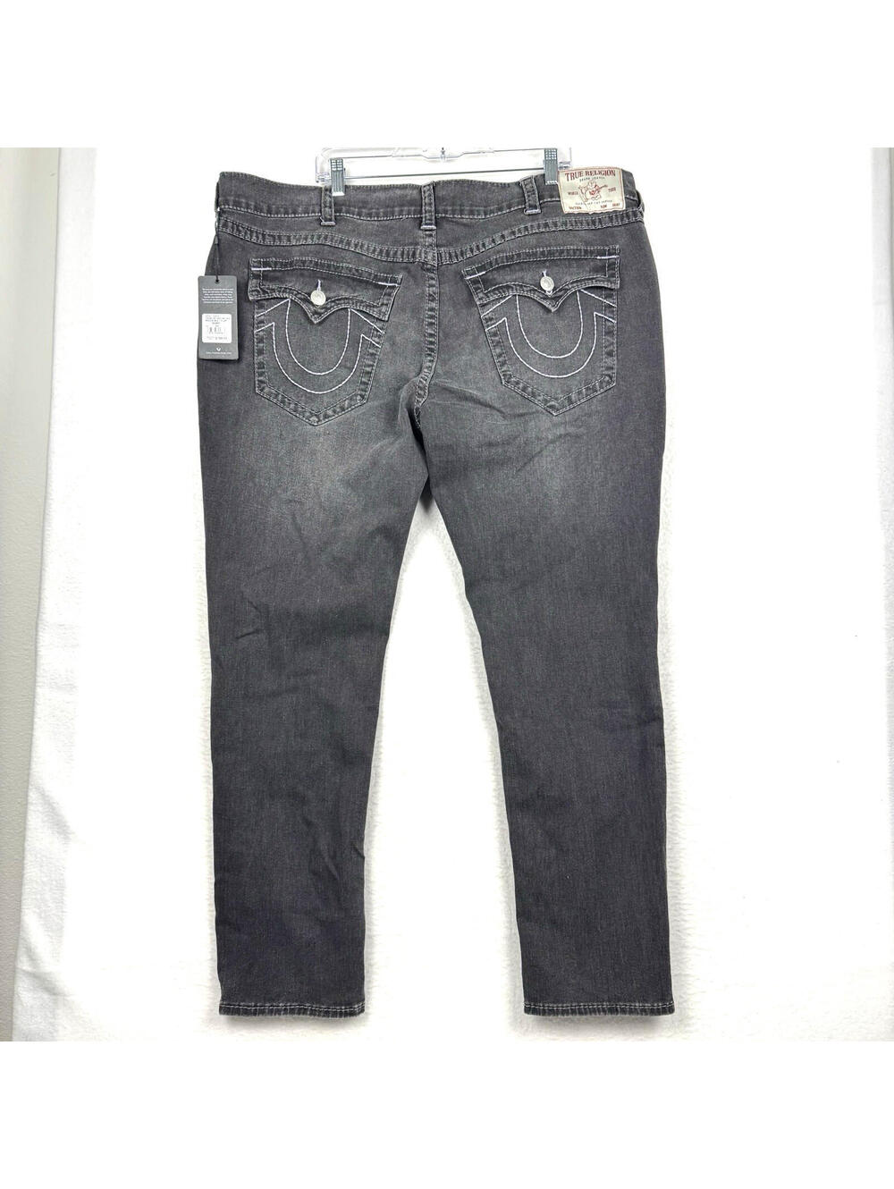 NEW True Religion Rocco Big T Pocket Flap Skinny Gray Washed Jeans Mens Size 44